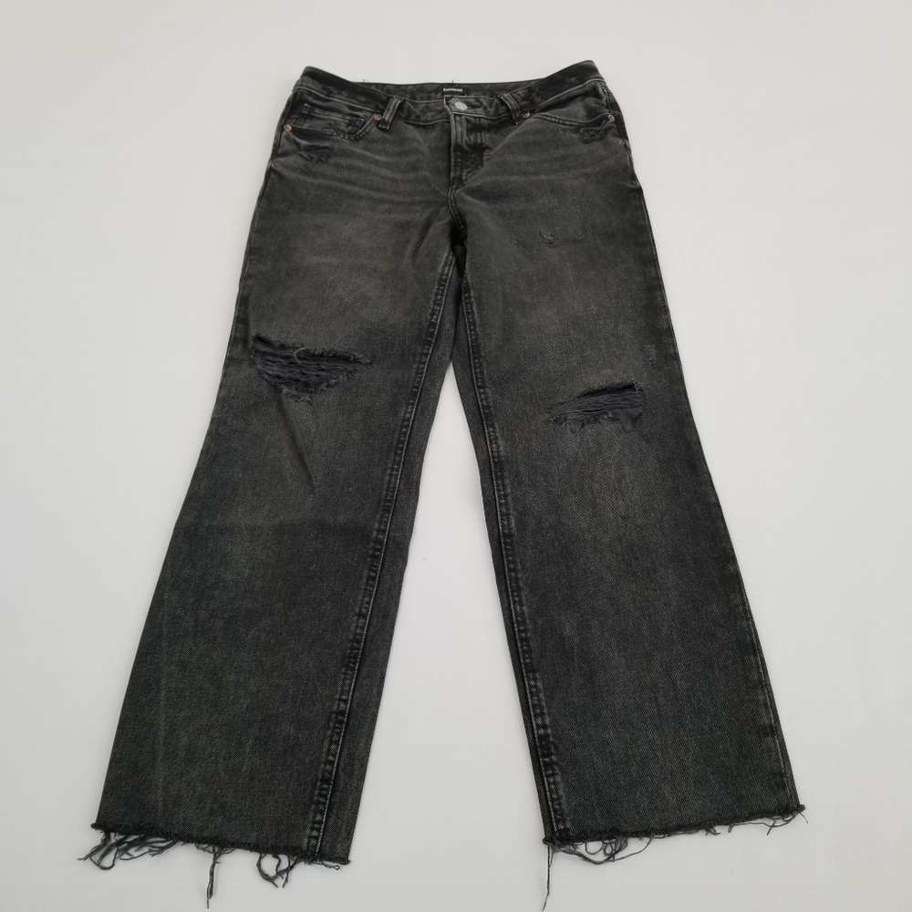 Express Modern Straight Low Rise Jeans Black Size 4 Short